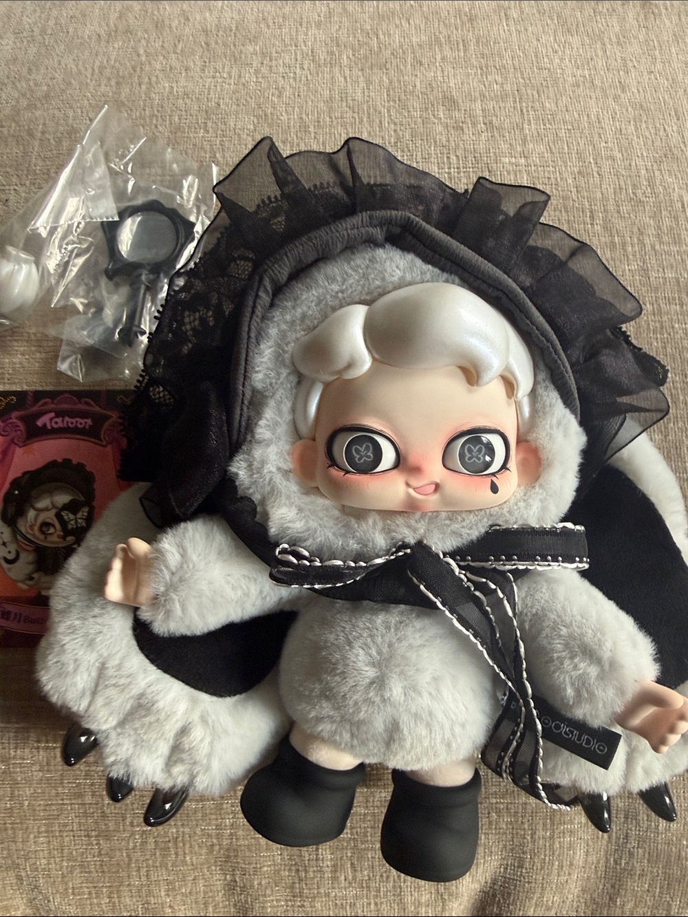 TAROOT Studio Gothic Plush Doll in Black, White night of lie’s buttery moon